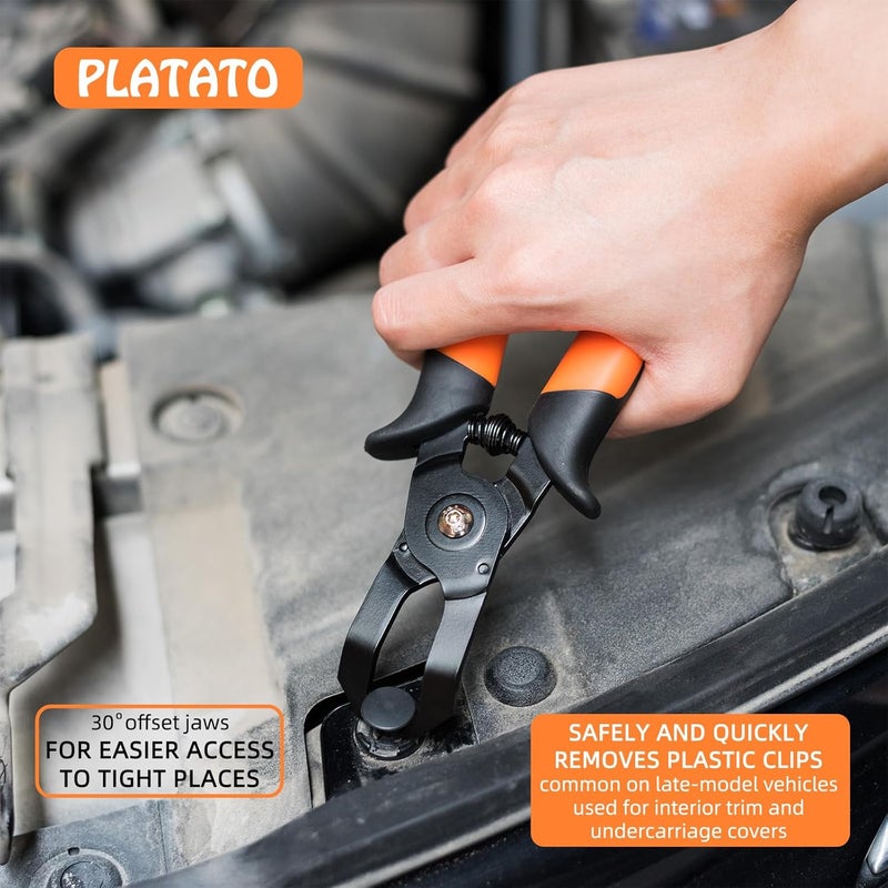 PLATATO 2 PCS Push Pin Pliers Set Auto Panel Clip and Trim Removal Tool Includes 30 Degree and 80 Degree Pliers Easily Removes Plastic Fasteners and Rivets - Image 4